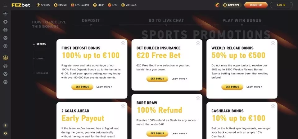 бонусы Fezbet