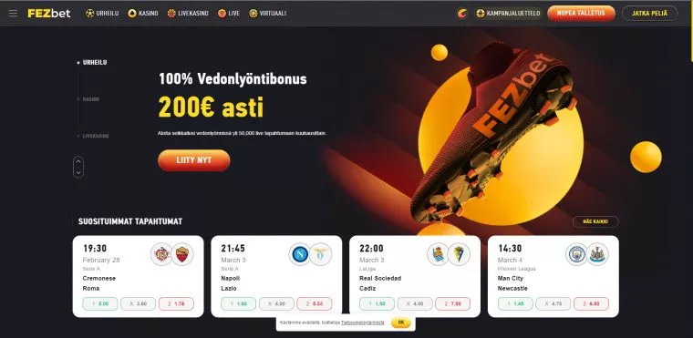 Fezbet мобильная версия